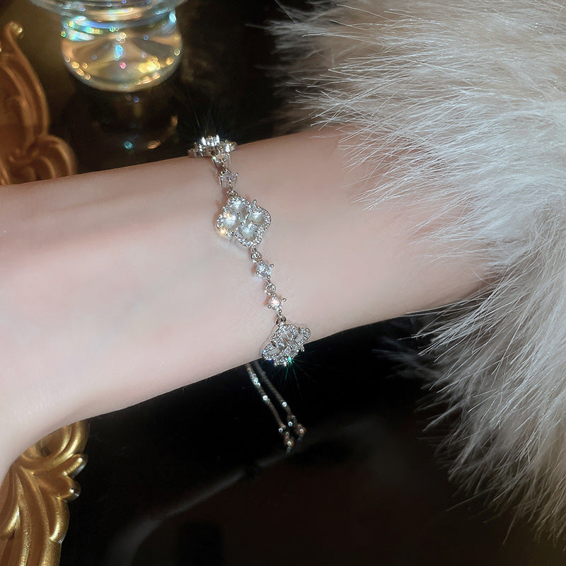 Linglang Elegant Gold Plated Bracelet Dainty Adjustable Zirconia Bracelet Hypoallergenic Summer Jewelry