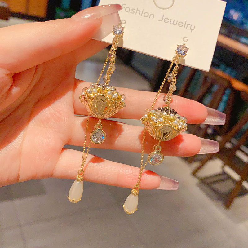 Handmade Boho Drop Earrings Beaded Dangle Earrings Pearl Jewelry