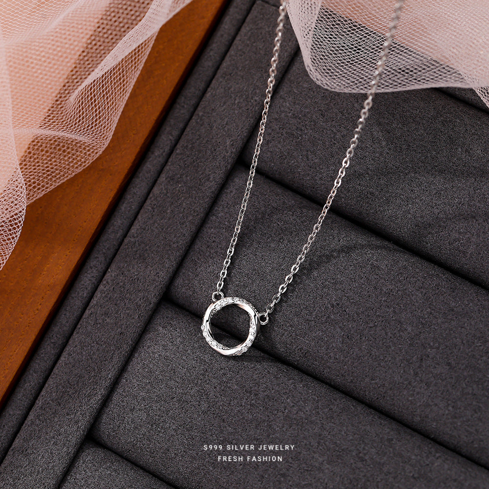 S925 Silver Möbius Ring Micro Diamond Necklace