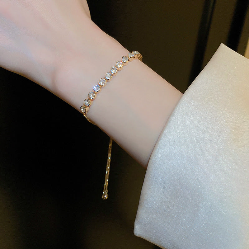 Linglang Adjustable Chain Bracelet for Women Dainty Gold Plated Tennis Bracelets Zirconia Jewelry
