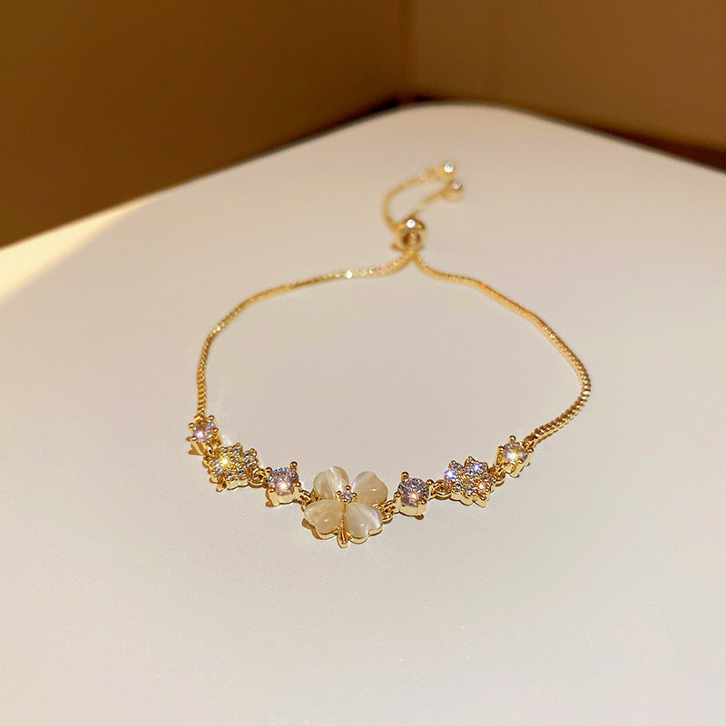 Linglang Trendy Gold Plated Bracelet Adjustable Zirconia Tennis Bracelet Gold Bracelet for Women
