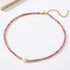 Linglang Elegant Simple Rhodochrosite Beaded Necklace Pearl Necklace Natural Stone Jewelry Gift