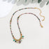 Linglang Boho Style Beaded Necklace Tourmaline Natural Stone Gold-plated Choker Handmade Vintage Jewelry