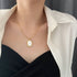 Linglang Retro Pearl Pendant Necklace 18K Gold-plated Necklace Chain Vintage Gold Jewelry Gift for Women
