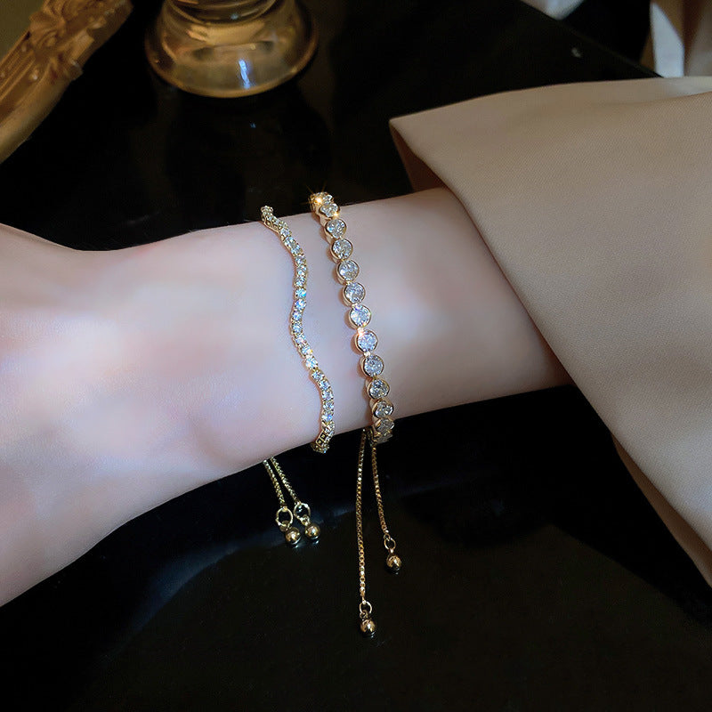 Linglang Adjustable Chain Bracelet for Women Dainty Gold Plated Tennis Bracelets Zirconia Jewelry
