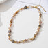 Linglang Vintage Irregular Natural Stone Clavicle Chain Handmade Beaded Necklace Chic Beaded Jewelry