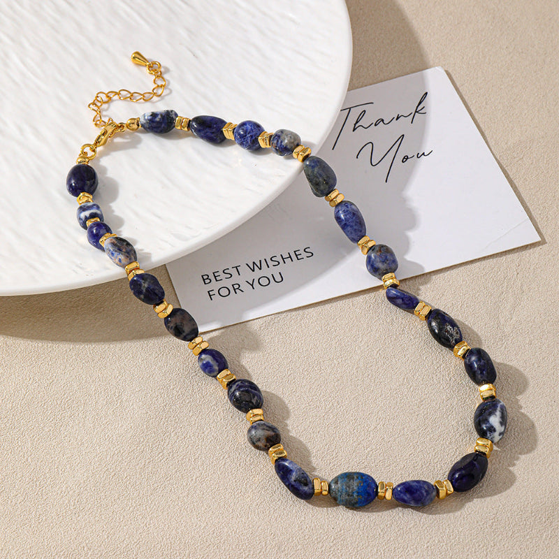 Linglang Colored Crystal Necklaces Natural Stone Beaded Necklace Black Quartz Rutilated Necklace Beaded Jewelry