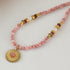 Linglang Handmade Rhodochrosite Beaded Necklace Pearl Necklace Pendant Necklace Natural Stone Jewelry