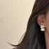 Linglang S925 Silver Fan-shaped Stud Earrings Vintage Silver Jewelry Matte Minimalism Earrings Chic Jewelry