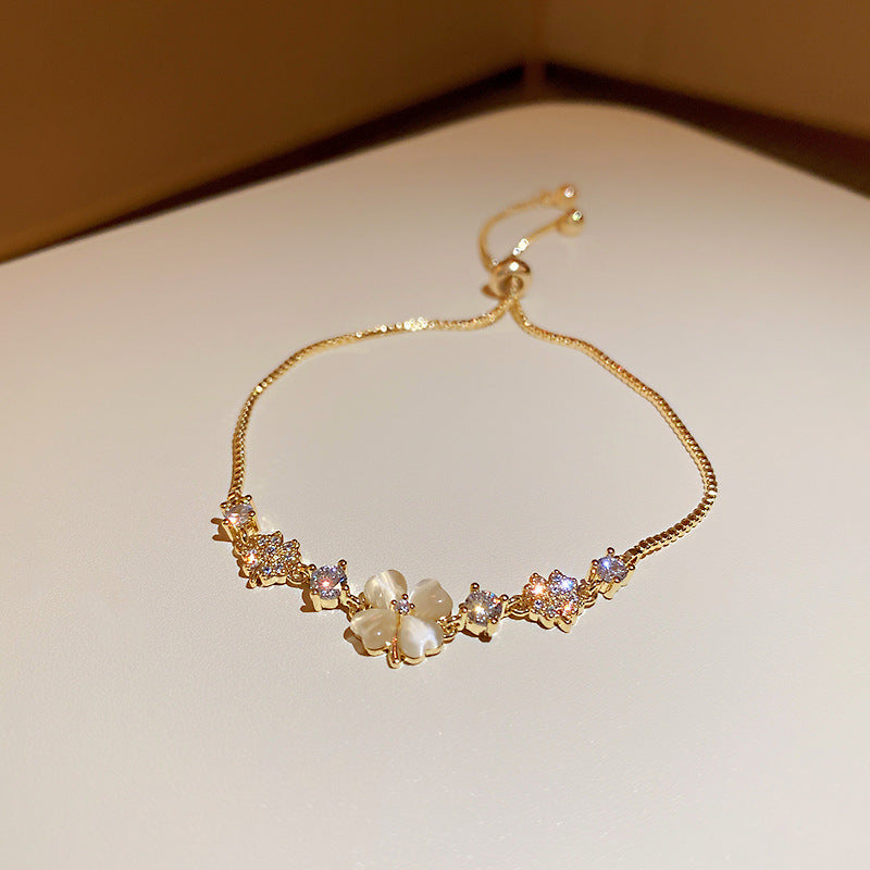 Linglang Trendy Gold Plated Bracelet Adjustable Zirconia Tennis Bracelet Gold Bracelet for Women
