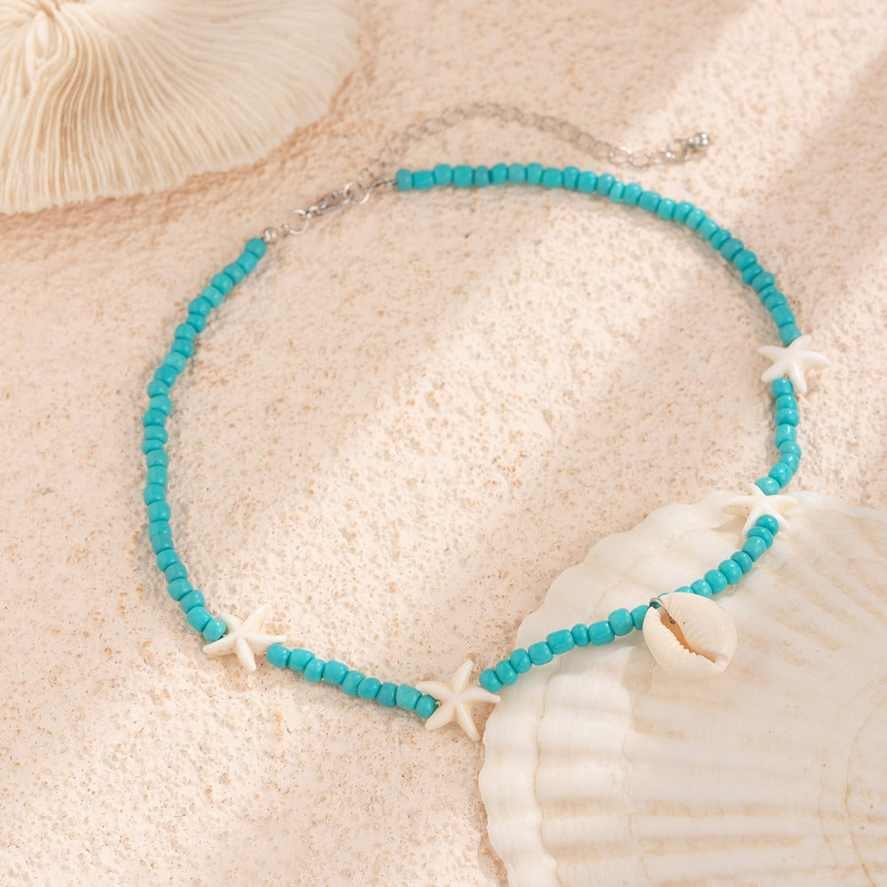 LingLang Bohemia Summer Beach Shell Necklace Beaded Choker for Women