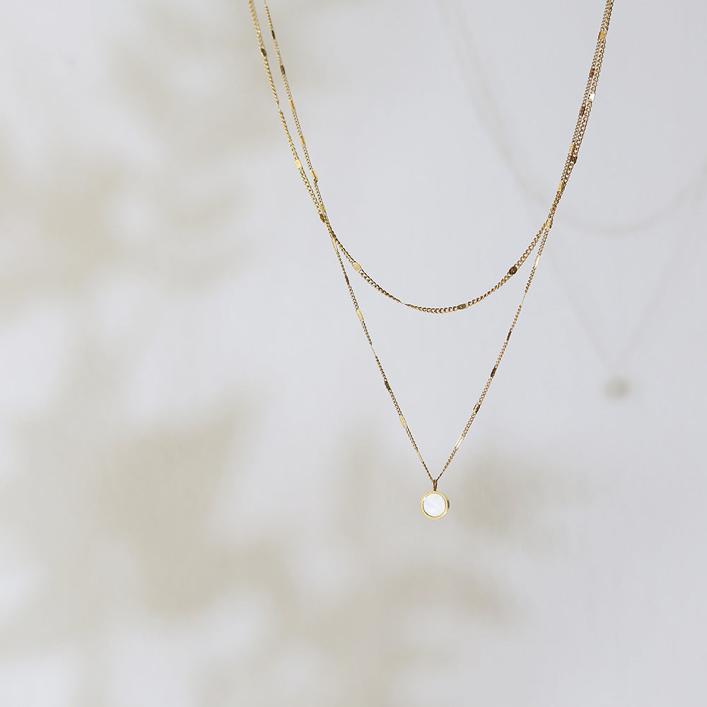 Linglang Minimalist Layered Necklace Gold Plated Pendant Necklace Stylish Gold Chain Gold Layering Necklace