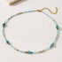 Linglang Retro Beaded Necklace Blue Natural Stone Necklace Handmade Choker Chain Summer Jewelry