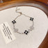 Linglang 18K Gold Plated Clover Lucky Bracelet for Women Flower Adjustable Chain Bracelets Trendy Jewelry Gifts
