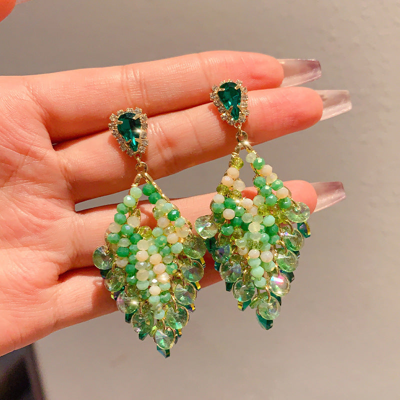 Handmade Boho Rhinestone Earrings Vintage Dangle Drop Earrings