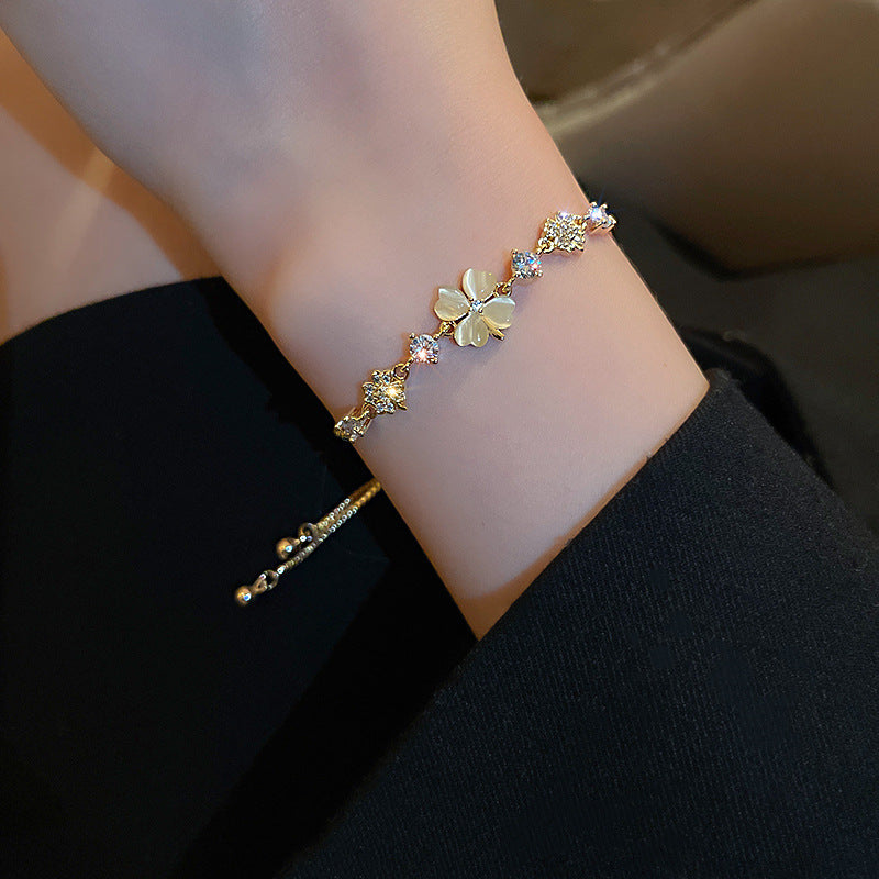 Linglang Trendy Gold Plated Bracelet Adjustable Zirconia Tennis Bracelet Gold Bracelet for Women