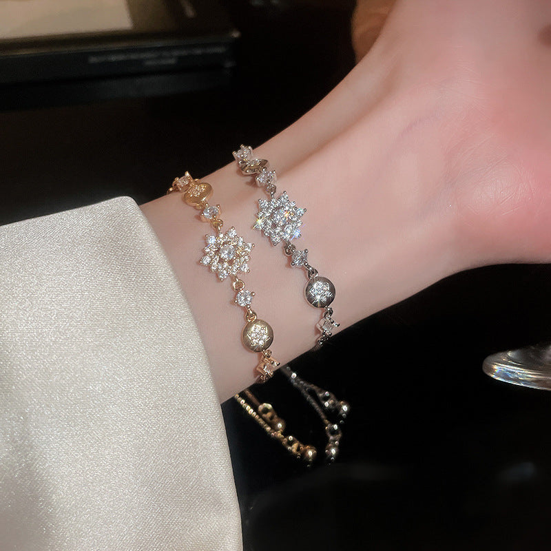 Linglang Sterling Snowflake Gold Plated Bracelets Zirconia Tennis Bracelet Infinity Love Jewelry Gifts