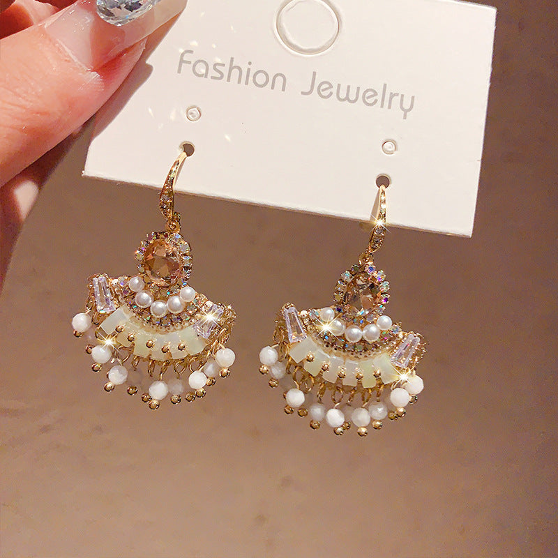 Boho Beaded Earrings Vintage Pearl Earrings Chic Dangle Earrings