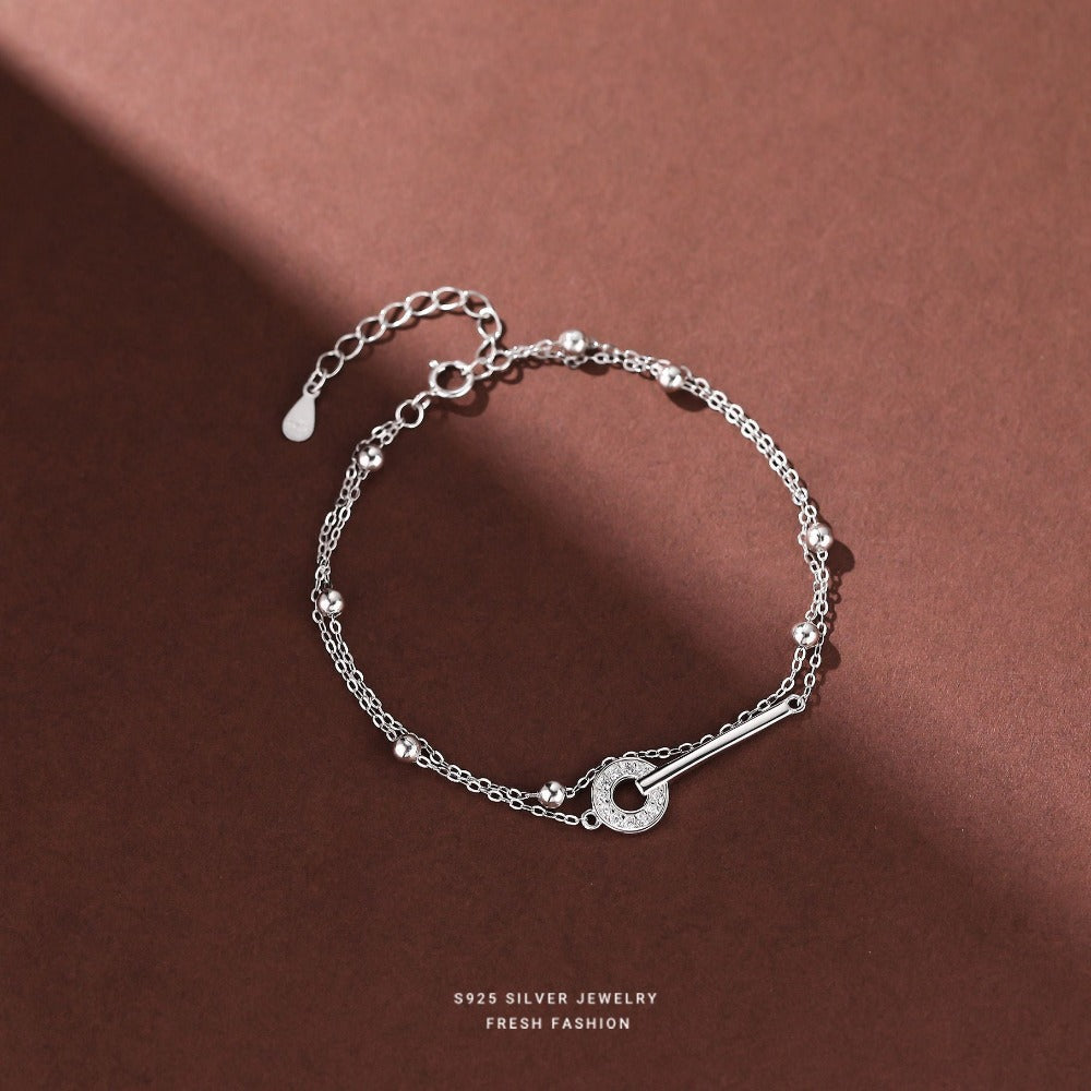 Linglang Sterling Silver Chain Bracelet Dainty Stackable Bracelets for Women Trendy Layering Bracelet for Girls