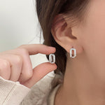 Linglang S925 Sterling Silver Earrings Zirconia Hoop Earrings Trendy Huggie Hoop Earrings