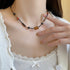 Linglang Retro Natural Stone Splicing Beaded Necklace for Women Tiger Eye Stone Black Agate Necklace Vintage Jewelry