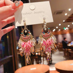 S925 Silver Boho Dangle Earrings for Women Beaded Drop Earrings