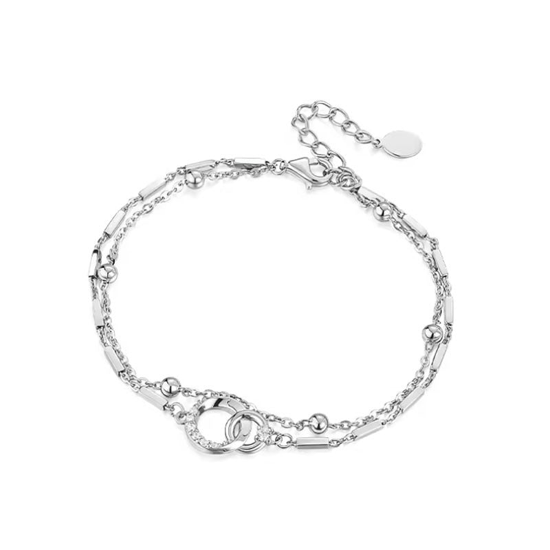 Linglang Geometric Layering Bracelet S925 Silver Exquisite Hand Jewelry Gift for Girls Jewelry Gifts for Girls