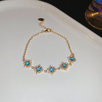 Linglang Blue Zirconia Bracelet Sterling Adjustable Bracelet Boho Gold Plated Tennis Bracelet Zirconia Jewelry
