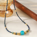 Linglang Boho Necklaces for Women Natural Stone Beaded Necklace Choker Handmade Jewelry Gift