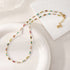 Linglang Boho Beaded Gemstone Necklace Pearl Necklace Colored Beaded Necklace for Summer Handmade Jewelry