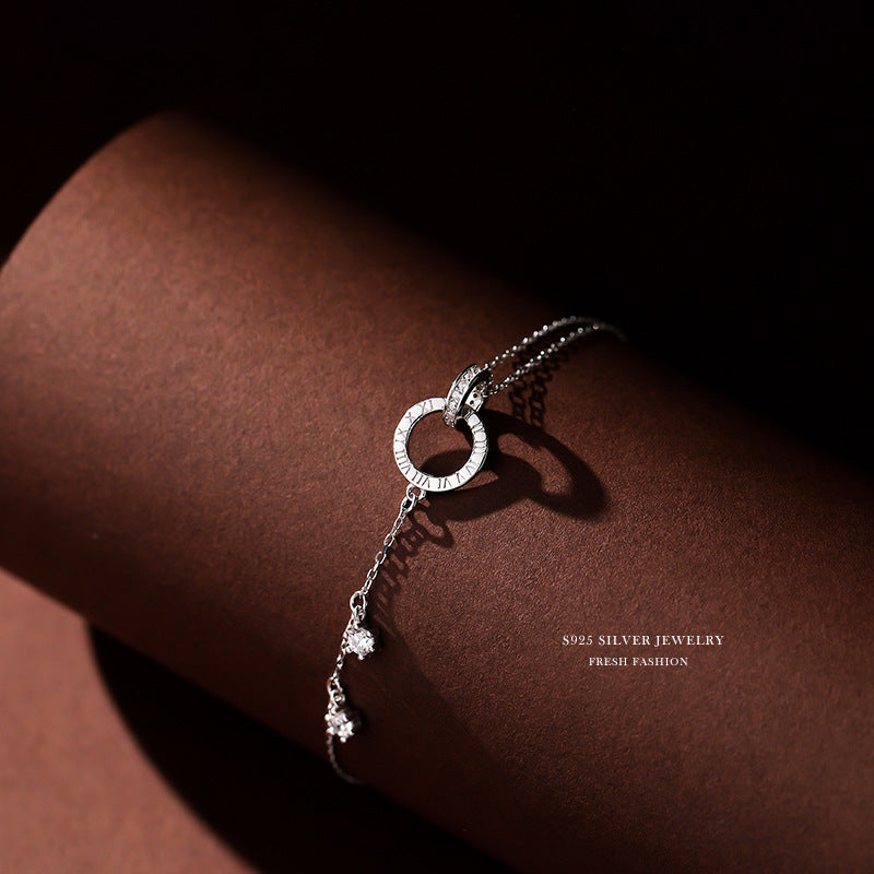 Linglang Trendy Dainty S925 Sterling Silver Bracelet Skin-friendly Jewelry Adjustable Chain Bracelet for Women Teen Girls