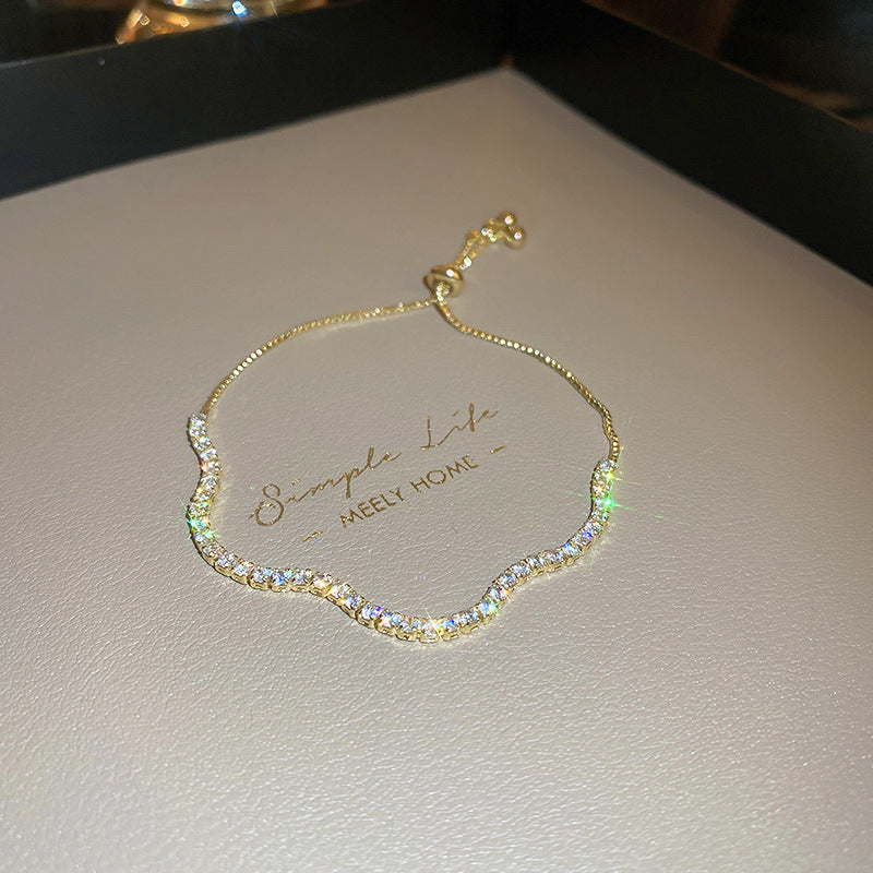 Linglang Adjustable Chain Bracelet for Women Dainty Gold Plated Tennis Bracelets Zirconia Jewelry