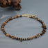 Linglang Vintage Tigerite Agate Beaded Necklace 18K Gold-plated Choker Natural Stone Necklace Boho Jewelry