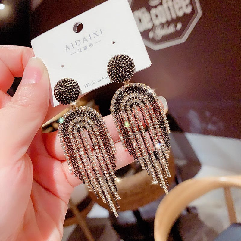 Sterling Long Tassel Earrings Dainty Drop Earrings Boho Beaded Dangle Earrings