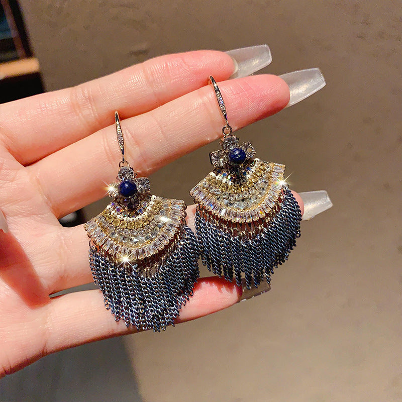 Linglang Dainty Boho Earrings Rhinestone Beaded Earrings Retro Dangle Earrings Vintage Jewelry