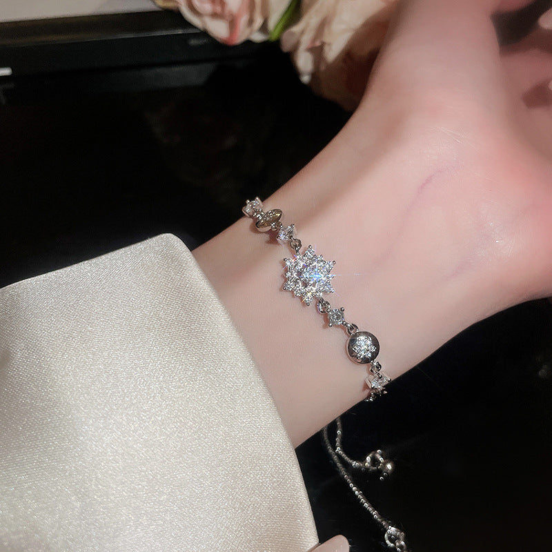 Linglang Sterling Snowflake Gold Plated Bracelets Zirconia Tennis Bracelet Infinity Love Jewelry Gifts