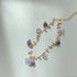 Elegant Flower Crystal Bracelet Purple Beaded Necklace Bracelet Set Stylish Beaded Choker Jewelry