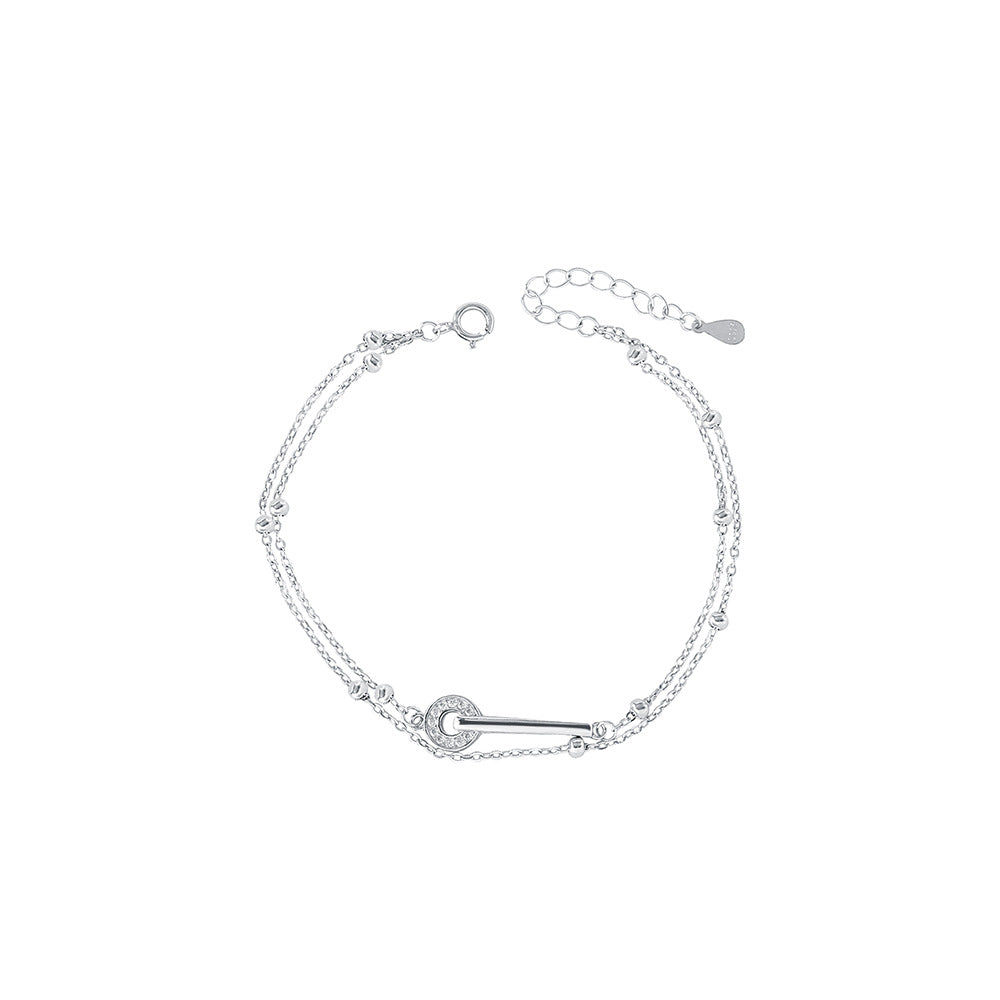 Linglang Sterling Silver Chain Bracelet Dainty Stackable Bracelets for Women Trendy Layering Bracelet for Girls