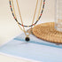 Linglang Black Spinel Layered Necklace Handmade Beaded Necklace Set Retro Jewelry Boho Pendant Necklace