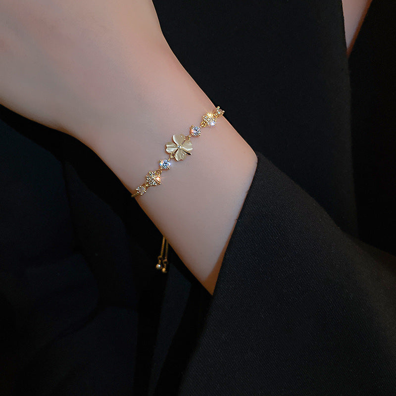 Linglang Trendy Gold Plated Bracelet Adjustable Zirconia Tennis Bracelet Gold Bracelet for Women