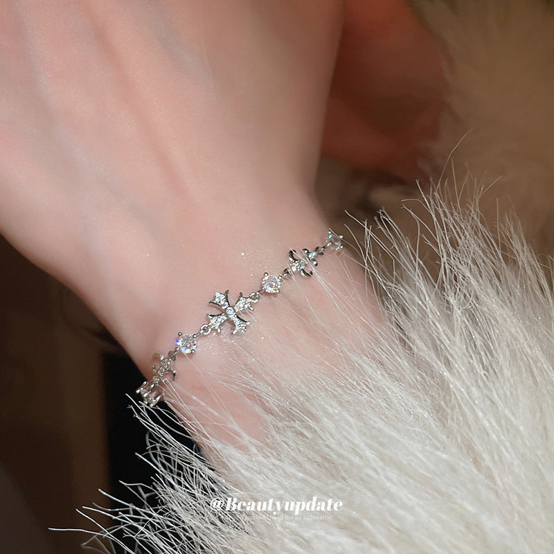 Linglang Iris Cross Gold Plated Bracelet Trendy Adjustable Zircon Bracelet Trendy Jewelry Gifts