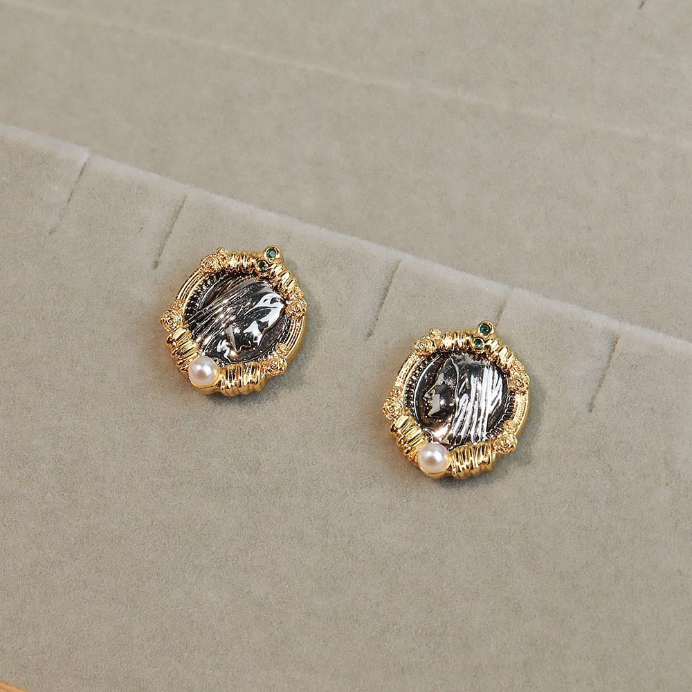 Linglang Retro Pearl Earrings Vintage Gold-plated Earrings for Girls Vintage Jewelry Gift