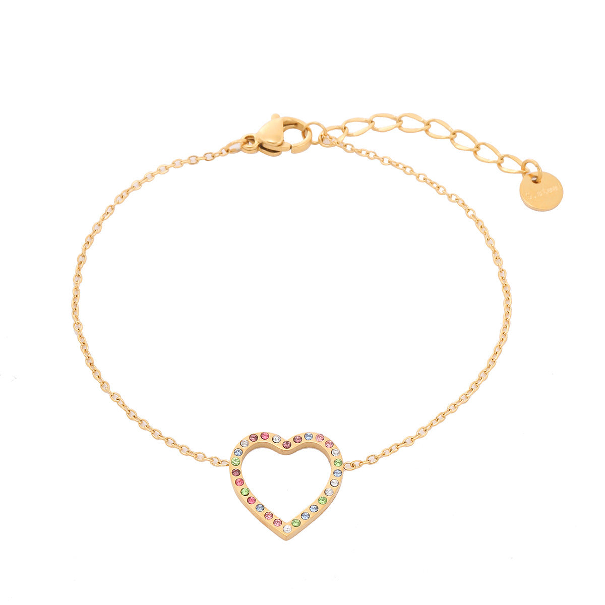 Linglang 18 Gold Plated Heart Charm Chain Bracelet Gold Initial Bracelets Jewelry Gifts for Women Girls