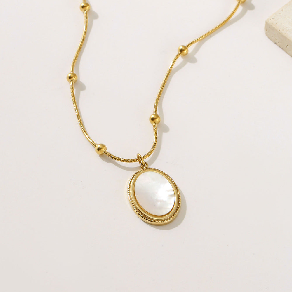 Linglang Retro Pearl Pendant Necklace 18K Gold-plated Necklace Chain Vintage Gold Jewelry Gift for Women