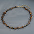 Linglang Vintage Tigerite Agate Beaded Necklace 18K Gold-plated Choker Natural Stone Necklace Boho Jewelry