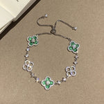Linglang 18K Gold Plated Clover Lucky Bracelet for Women Flower Adjustable Chain Bracelets Trendy Jewelry Gifts