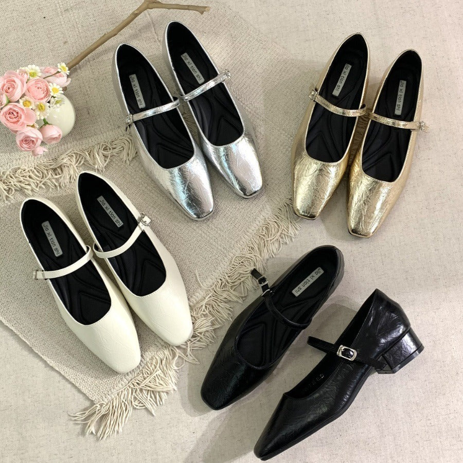 Women's Flats Shoes Pointed Toe Mary Jane Flats Ballet Flats with Strap Slip On Flats Mary Jane Shoes