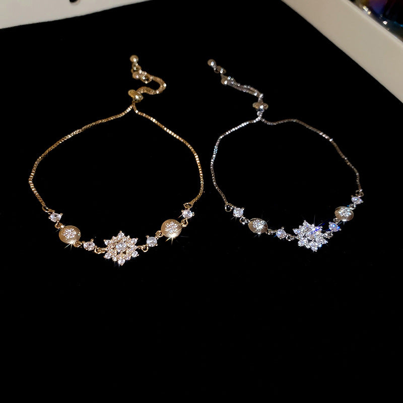 Linglang Sterling Snowflake Gold Plated Bracelets Zirconia Tennis Bracelet Infinity Love Jewelry Gifts