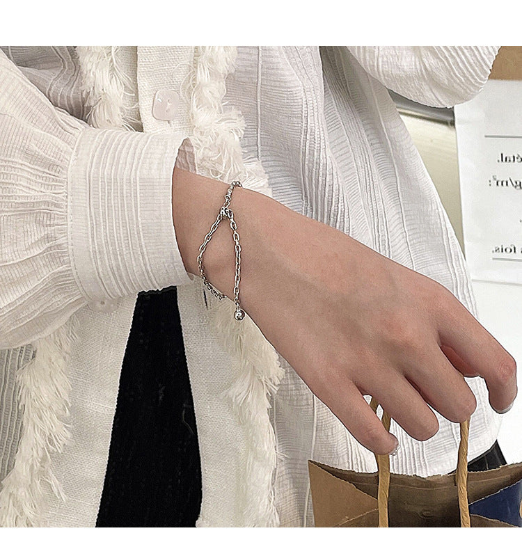 Linglang 925 Sterling Silver Bracelets for Women Teen Girls Trendy Charm Chain Bracelet Fashion Jewelry Gifts