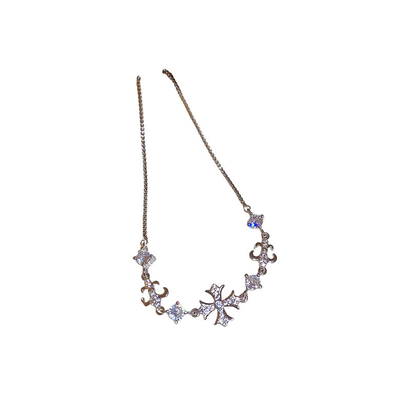 Linglang Iris Cross Gold Plated Bracelet Trendy Adjustable Zircon Bracelet Trendy Jewelry Gifts